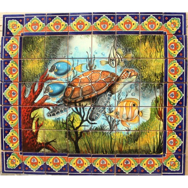 Mexican Talavera Mural Tortuga